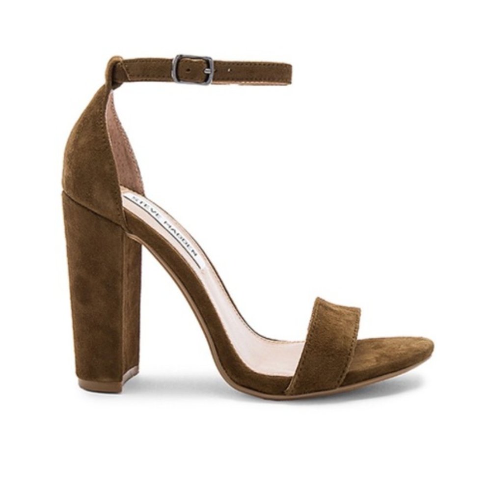 Steve Madden Carrson Block Heel  Sz 6, Olive Suede (Like New)